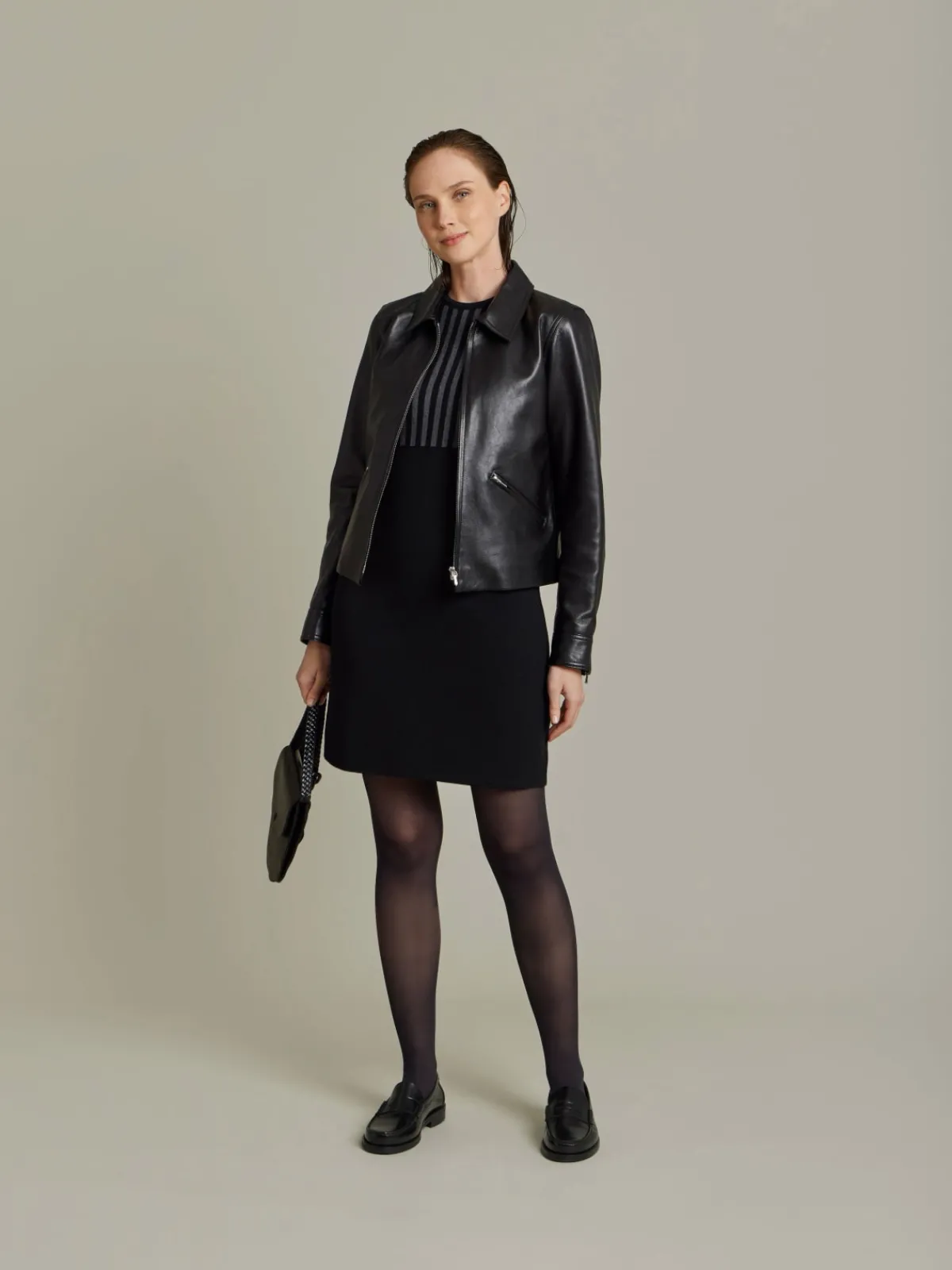 Black Merino Wool Trefle Dress<agnès b. Store