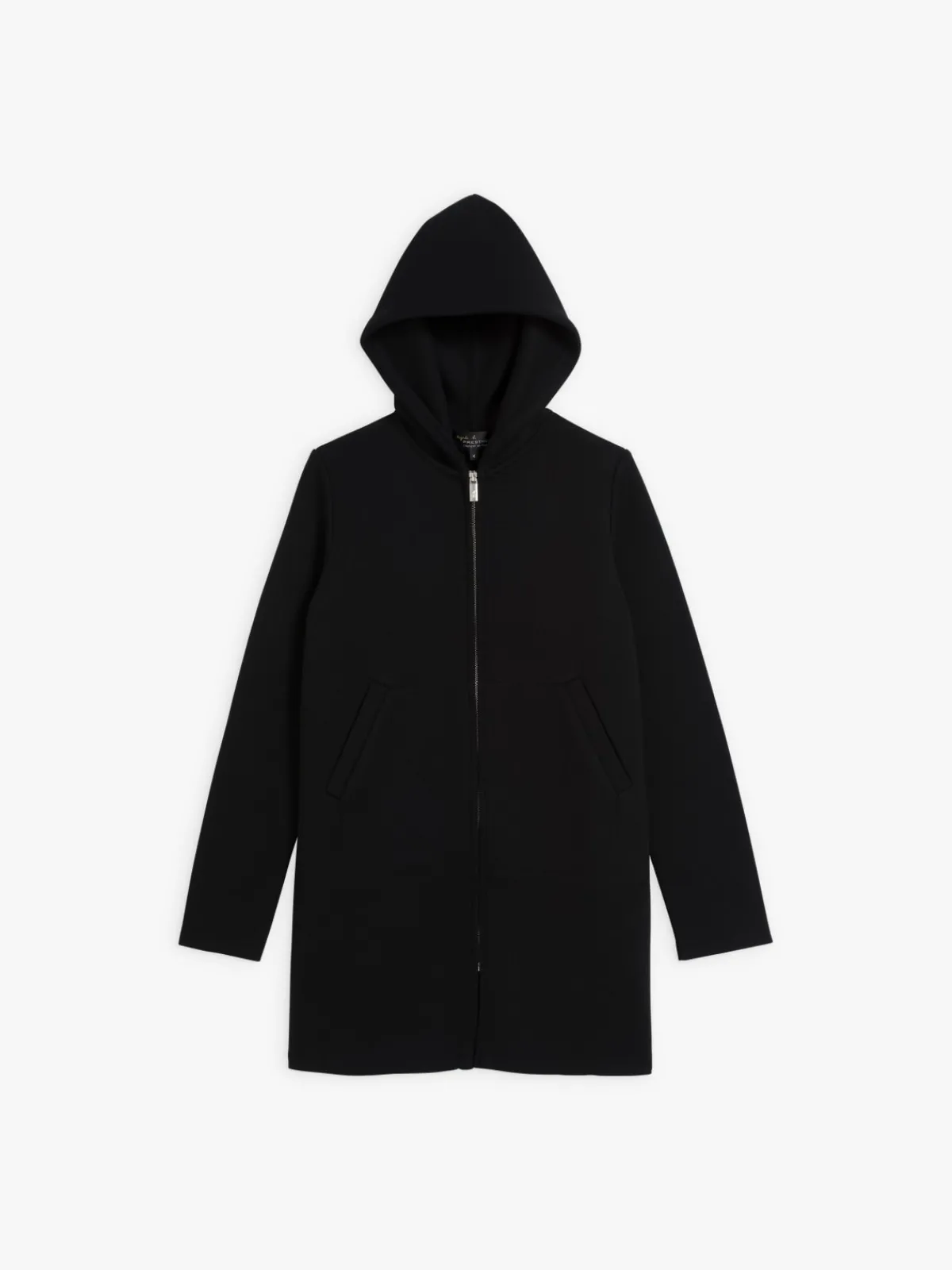 Black Merino Wool Zipped Coat<agnès b. Cheap