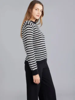 Black Mohair Striped Sweater<agnès b. Fashion
