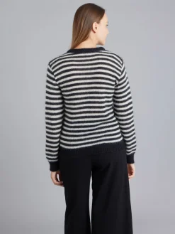 Black Mohair Striped Sweater<agnès b. Fashion