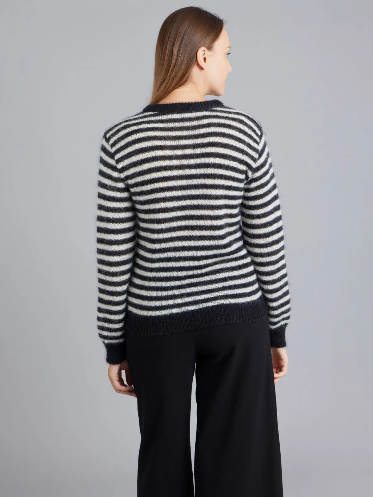 Black Mohair Striped Sweater<agnès b. Fashion