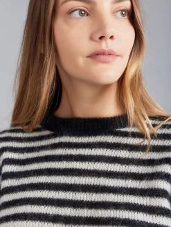 Black Mohair Striped Sweater<agnès b. Fashion