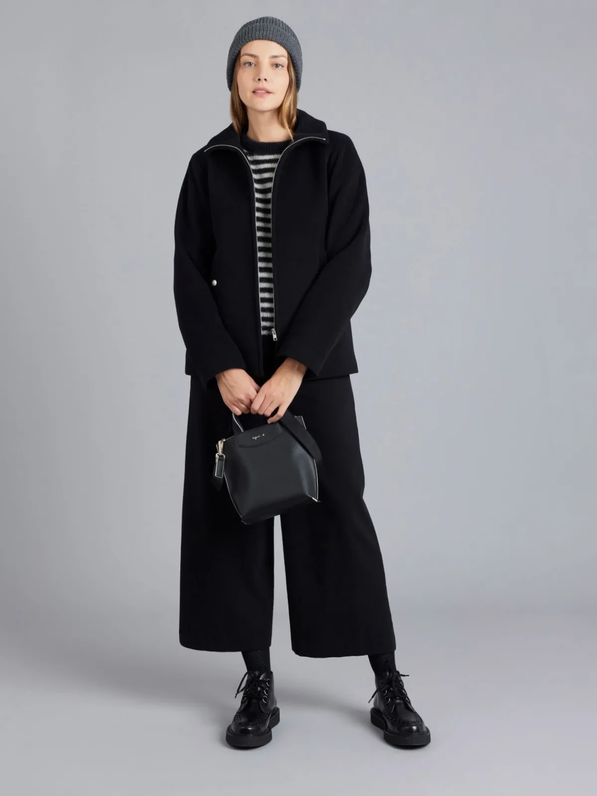 Black Mohair Striped Sweater<agnès b. Fashion