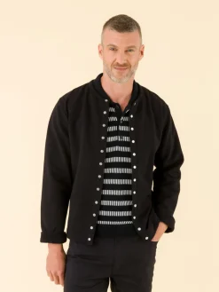 Black Piano Polo Shirt In Fancy Striped Cotton<agnès b. Discount
