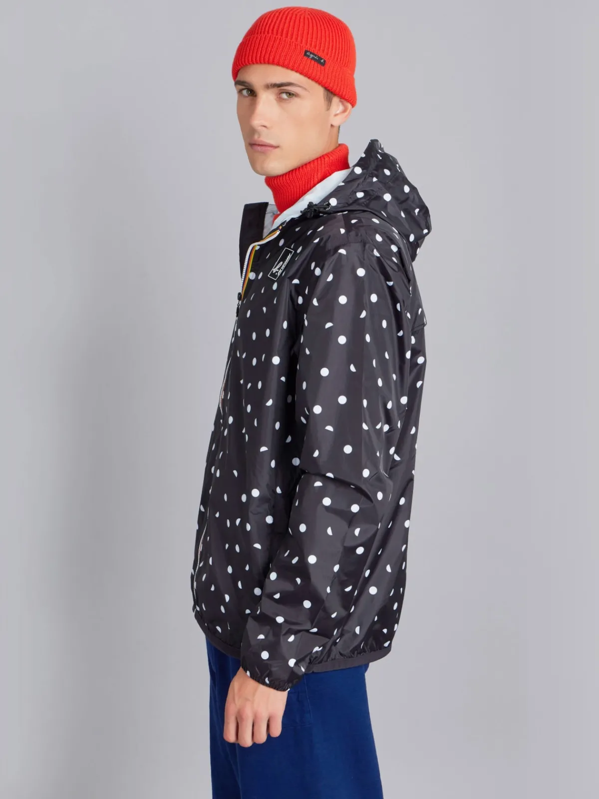 Black Polka Dot Unisex X K-way Claude Parka<agnès b. Fashion