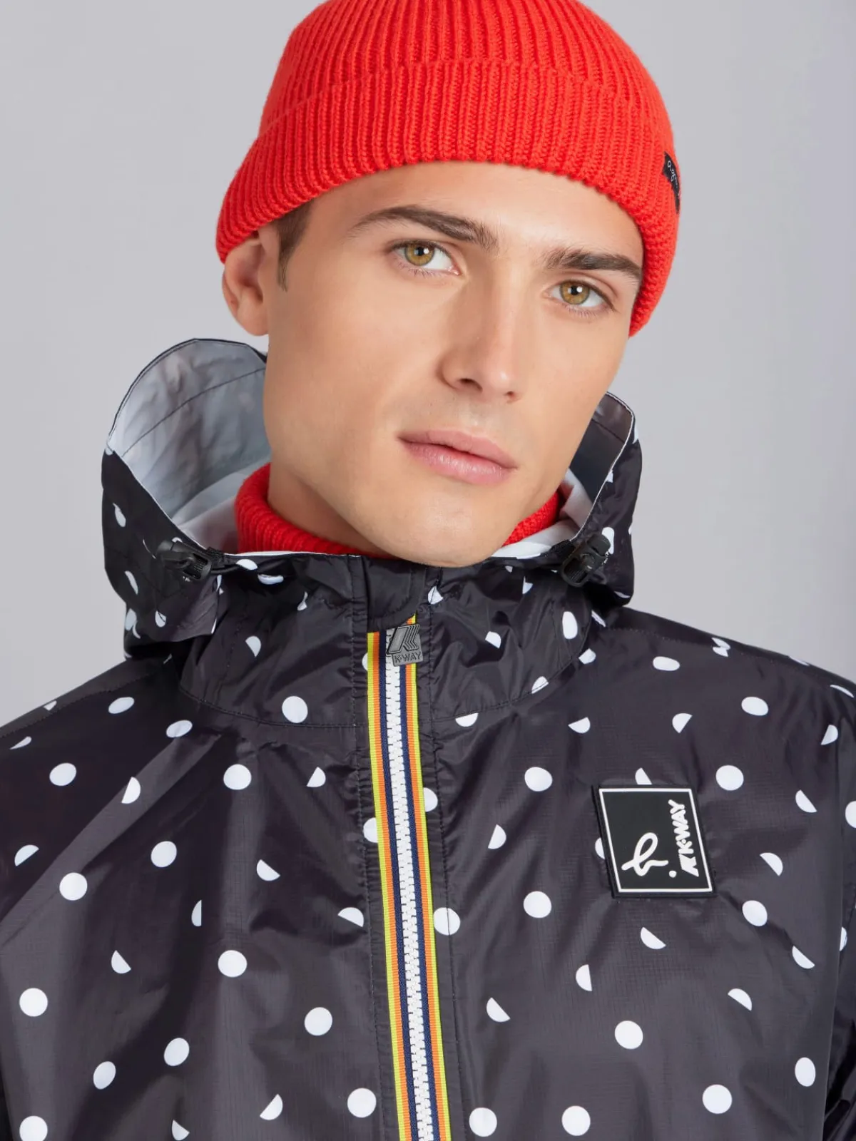 Black Polka Dot Unisex X K-way Claude Parka<agnès b. Fashion