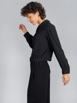 Black Quilted Shoulders Shirt<agnès b. Hot