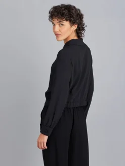 Black Quilted Shoulders Shirt<agnès b. Hot