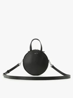 Black Round Leather Bag<agnès b. Shop