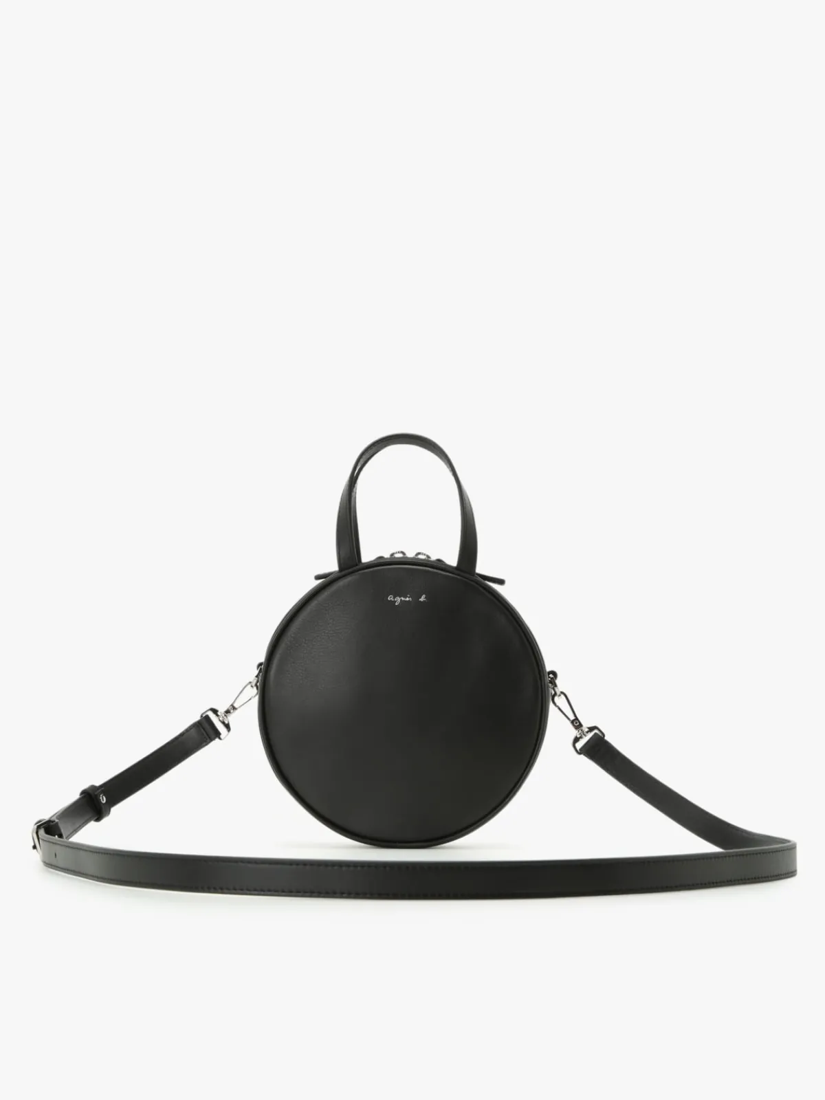 Black Round Leather Bag<agnès b. Shop