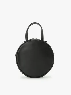 Black Round Leather Bag<agnès b. Shop