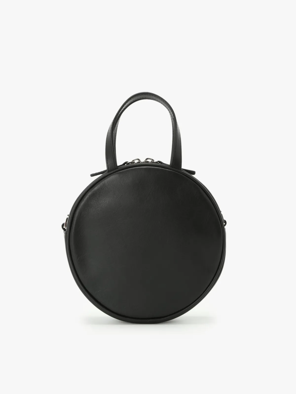Black Round Leather Bag<agnès b. Shop