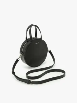 Black Round Leather Bag<agnès b. Shop