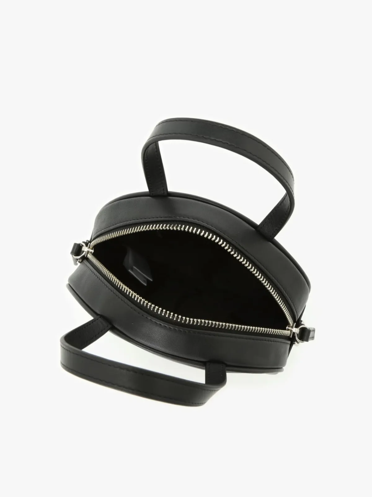 Black Round Leather Bag<agnès b. Shop