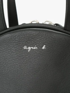 Black Round Leather Bag<agnès b. Shop