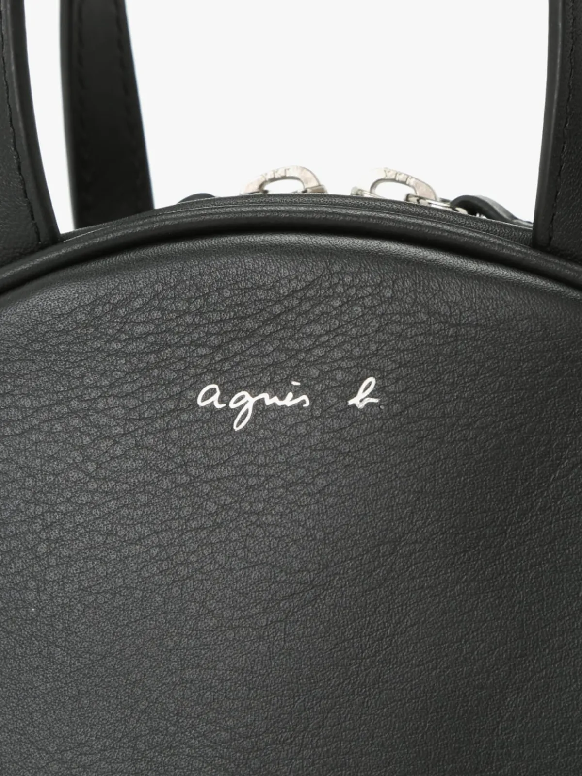 Black Round Leather Bag<agnès b. Shop