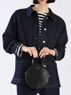 Black Round Leather Bag<agnès b. Shop