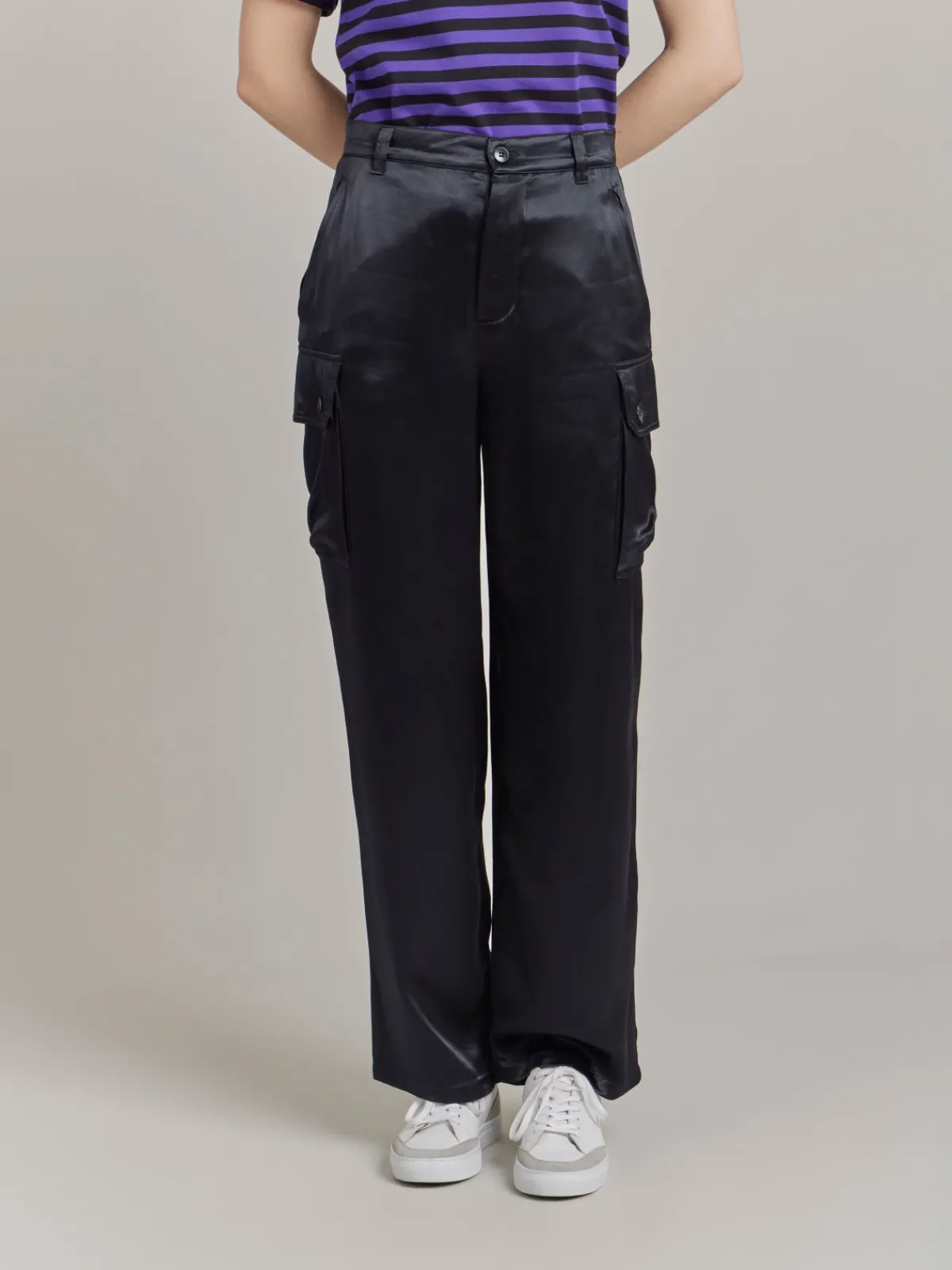 Black Satin Cargo Pants<agnès b. Cheap