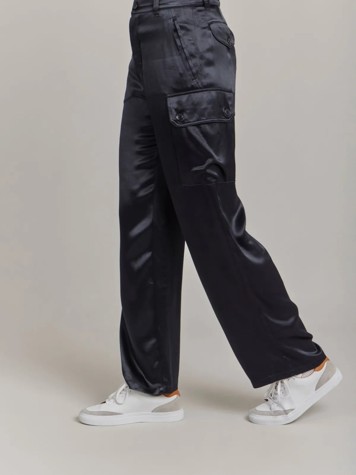 Black Satin Cargo Pants<agnès b. Cheap