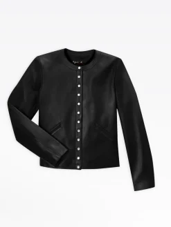 Black Snap Lambskin Cardigan<agnès b. Online
