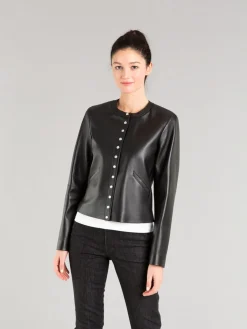 Black Snap Lambskin Cardigan<agnès b. Online