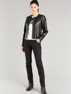 Black Snap Lambskin Cardigan<agnès b. Online