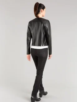 Black Snap Lambskin Cardigan<agnès b. Online