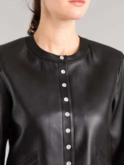 Black Snap Lambskin Cardigan<agnès b. Online