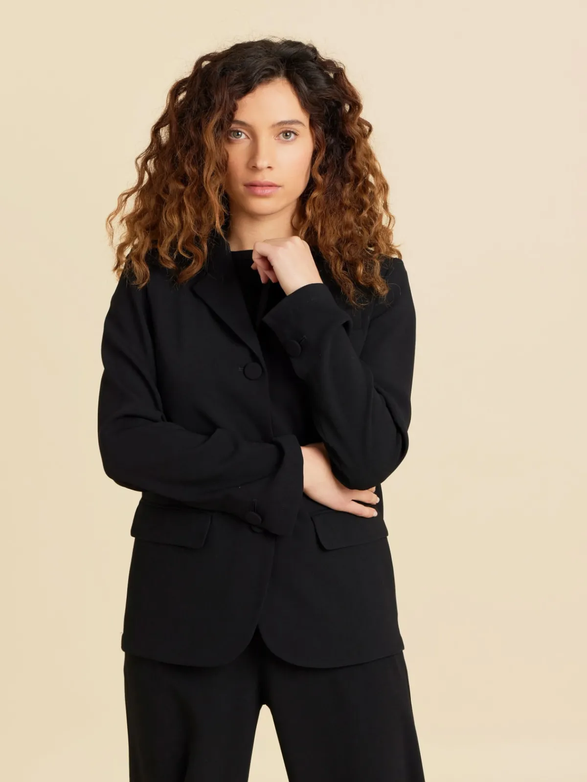 Black Unlined Crepe Suit Jacket<agnès b. Flash Sale
