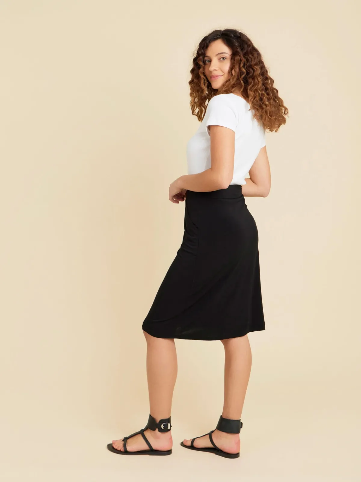 Black Viscose Lyrique Skirt<agnès b. Store