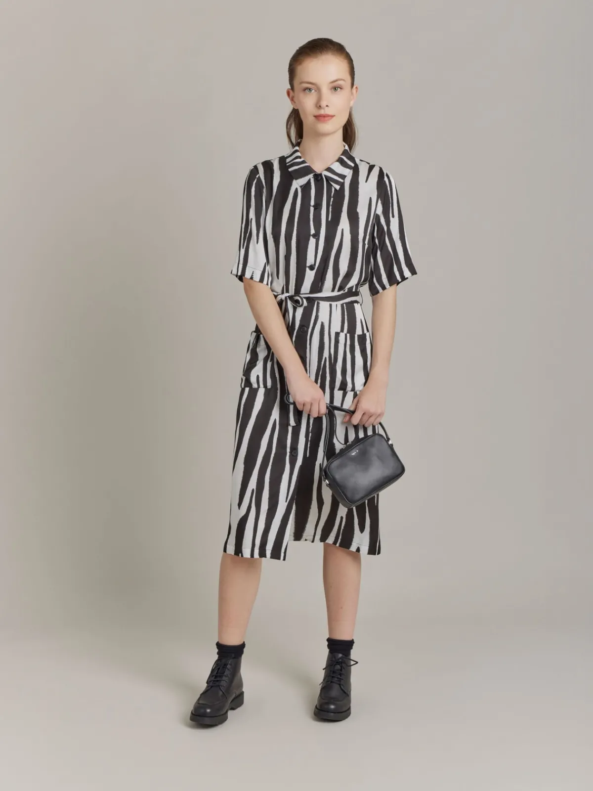 Black Viscose Print BB Dress<agnès b. New