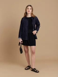 Black Viscose Short Carry Dress<agnès b. Store