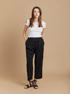 Black Viscose Vietnam Floral Wide-pants<agnès b. Store