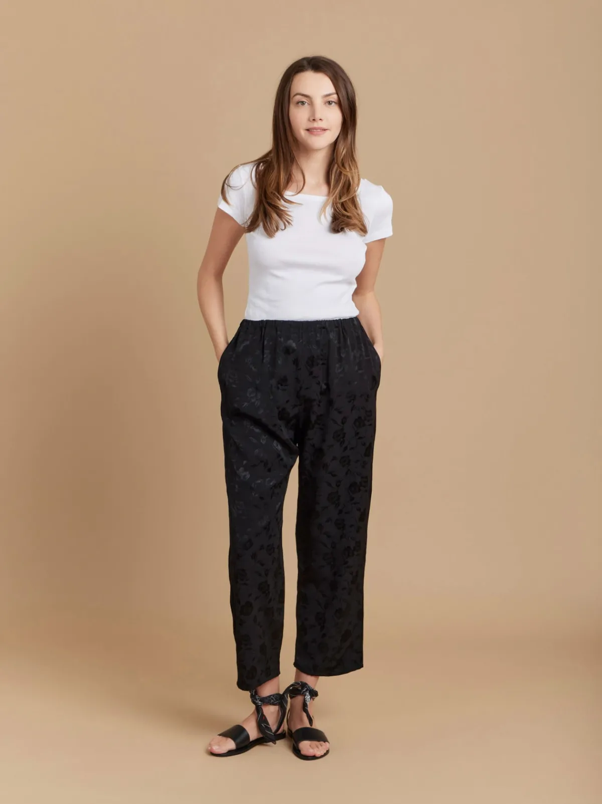 Black Viscose Vietnam Floral Wide-pants<agnès b. Store