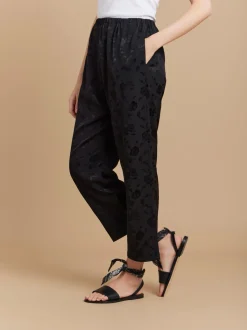 Black Viscose Vietnam Floral Wide-pants<agnès b. Store