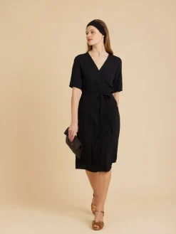 Black V-neck Wrap Dress<agnès b. Outlet