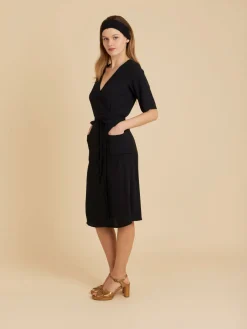Black V-neck Wrap Dress<agnès b. Outlet