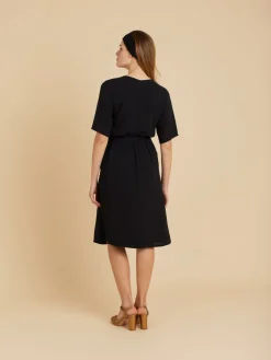 Black V-neck Wrap Dress<agnès b. Outlet