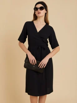 Black V-neck Wrap Dress<agnès b. Outlet