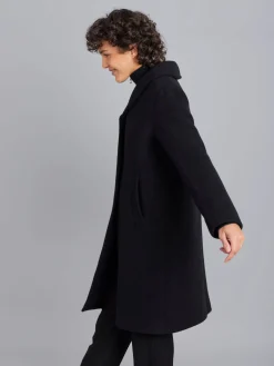 Black Wool Coat With Photo Lining<agnès b. Best Sale