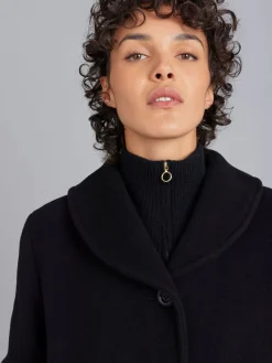 Black Wool Coat With Photo Lining<agnès b. Best Sale