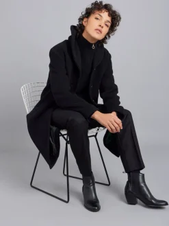 Black Wool Coat With Photo Lining<agnès b. Best Sale