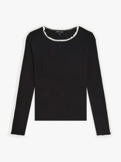 Black Wool Ribbed Rigolo Sweater<agnès b. New