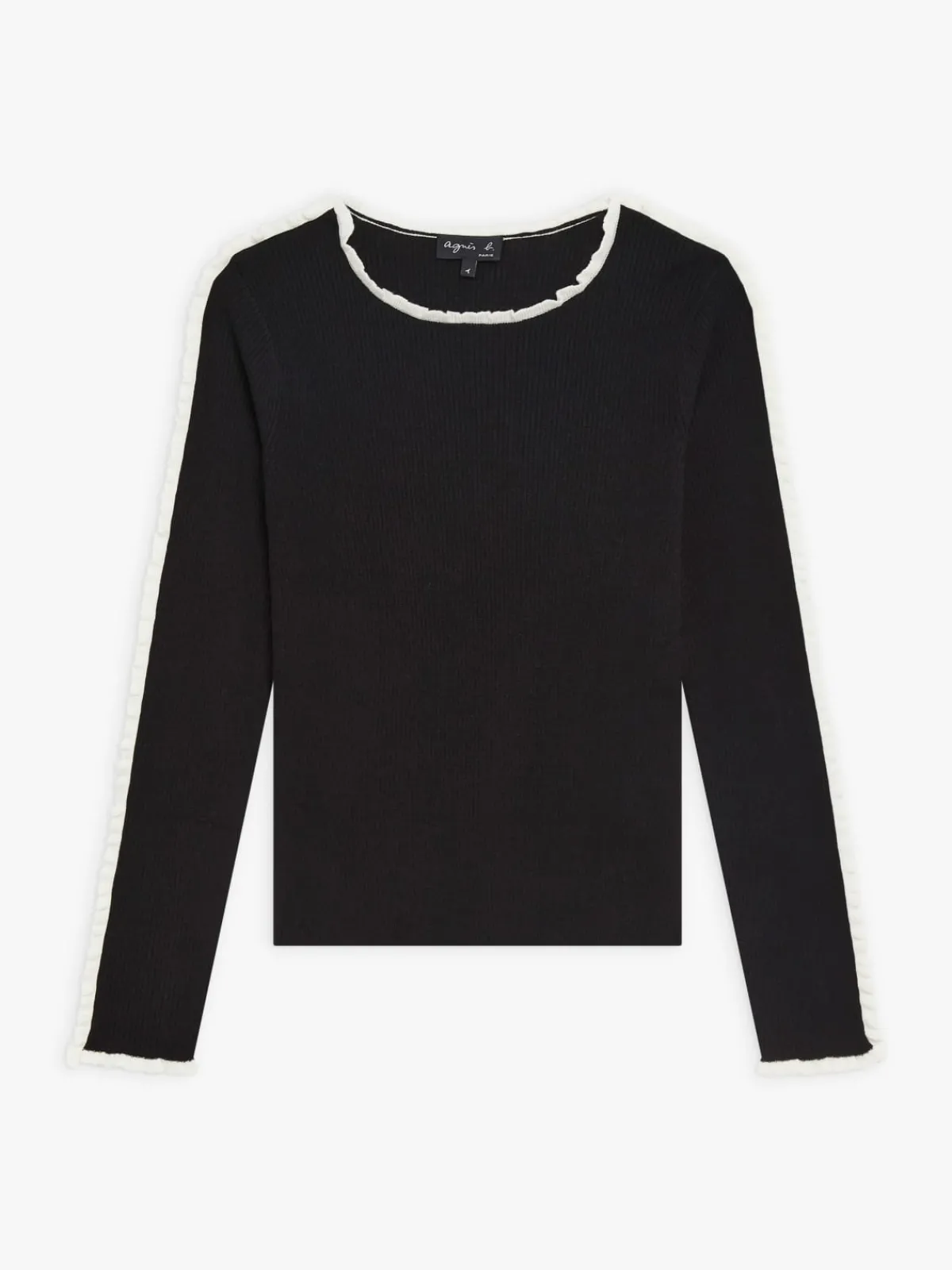 Black Wool Ribbed Rigolo Sweater<agnès b. New