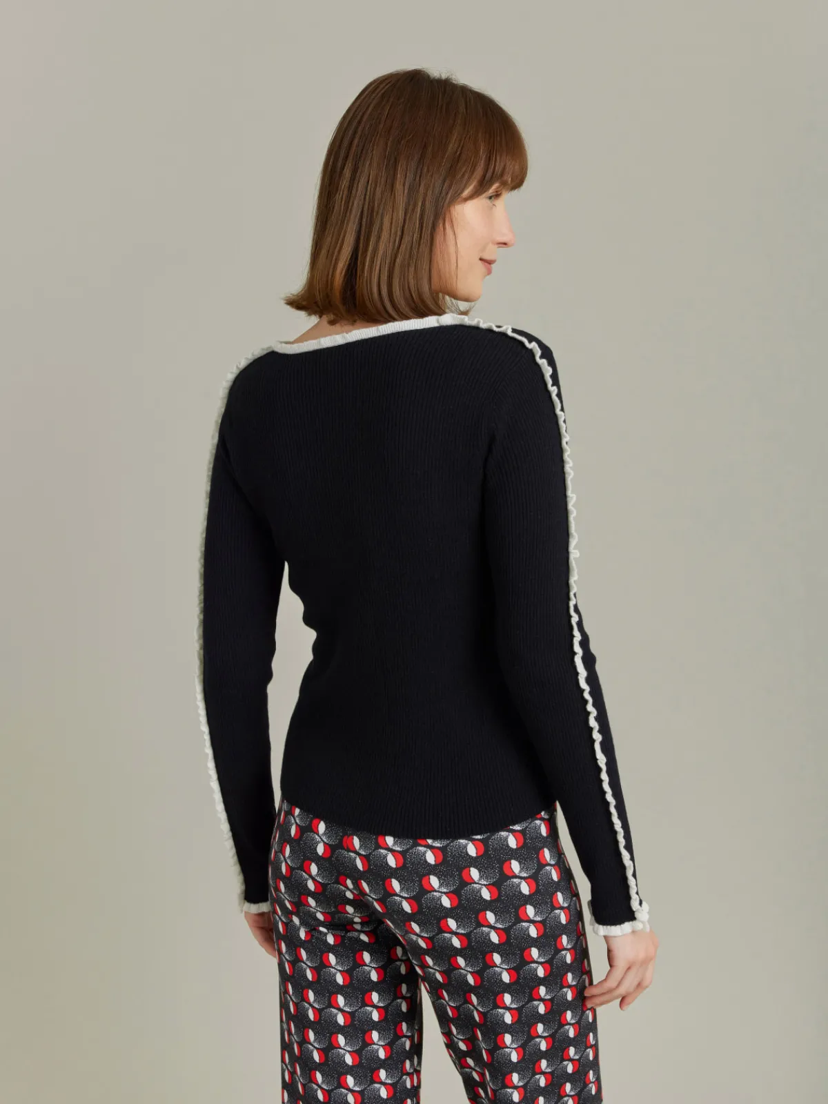Black Wool Ribbed Rigolo Sweater<agnès b. New
