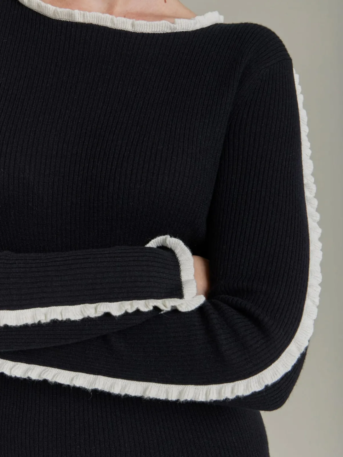 Black Wool Ribbed Rigolo Sweater<agnès b. New