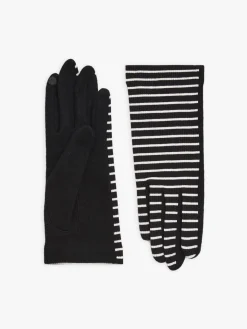 Black Wool Stripes Gloves<agnès b. Clearance
