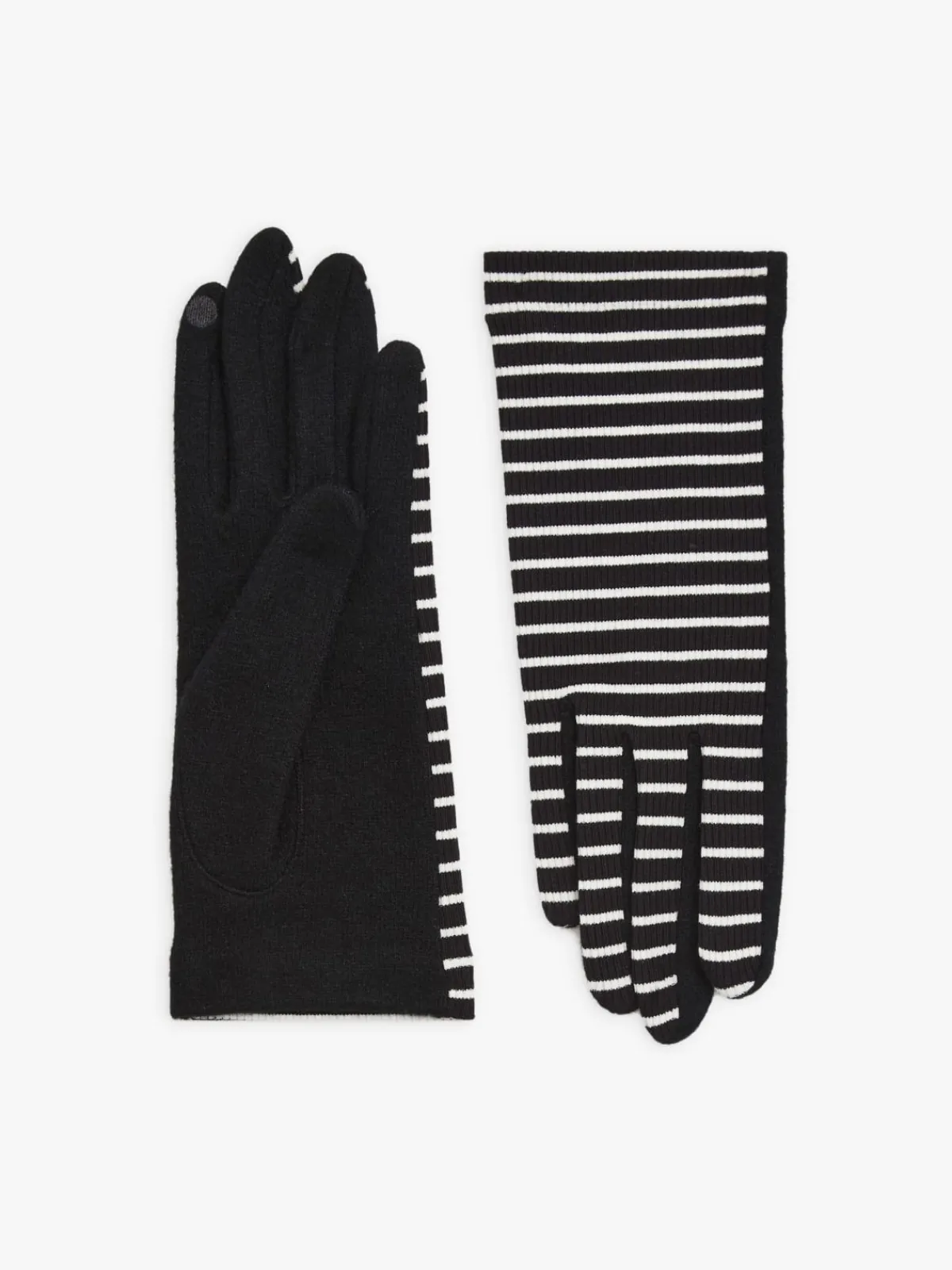 Black Wool Stripes Gloves<agnès b. Clearance