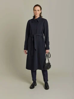 Black Wool Tricotine Trench Coat<agnès b. Hot