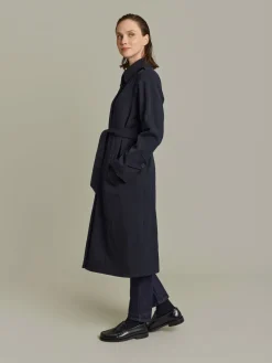 Black Wool Tricotine Trench Coat<agnès b. Hot